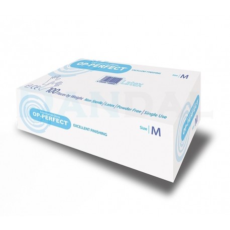 دستکش لاتکس بدون پودر op perfect excellent سایز بزرگ بسته 100 عددی
