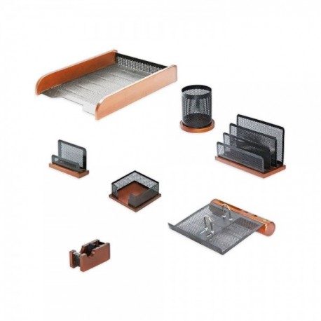 ست اداری رومیزی 7 تکه چوب و فلز